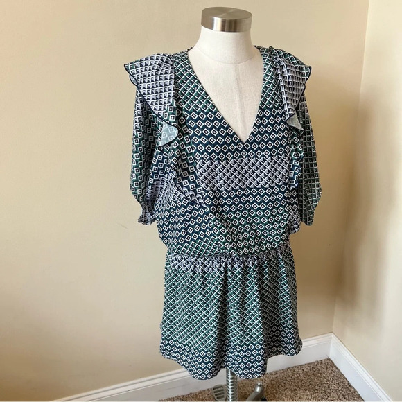 Parker Luisa mixed Patterned flutter ruffle sleeve dress 26053 - Picture 5 of 10